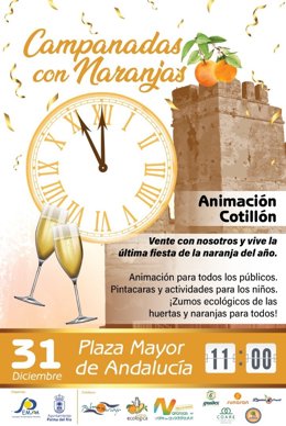 Palma del Río despedirá el año en su Plaza Mayor de Andalucía con 'Las campanadas con naranja'.