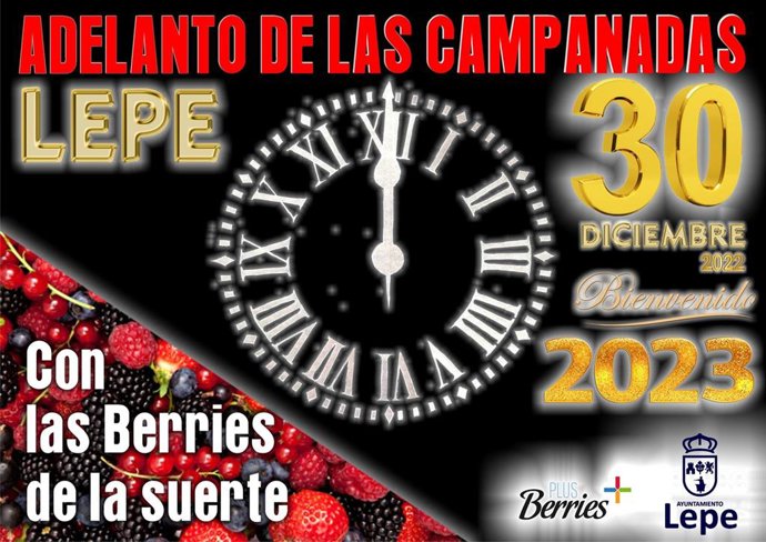 Cartel del adelanto de campanadas de Lepe.