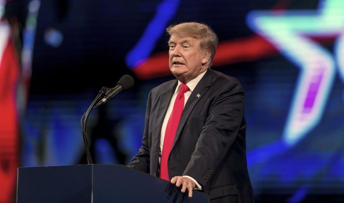 Archivo - 11 July 2021, US, Dallas: Former USPresident Donald Trump speaks during the third and last day of the Conservative Political Action Conference 2021, organized by the American Conservative Union. Photo: Brian Cahn/ZUMA Wire/dpa