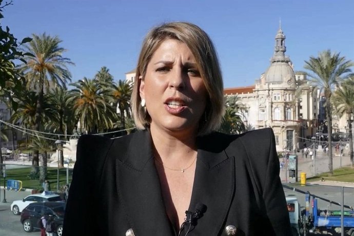 Imagen del vídeo del discurso de fin de año de la alcaldesa de Cartagena, Noelia Arroyo