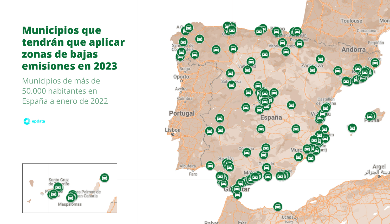 Municipios que tendrán que aplicar zonas de bajas emisiones en 2023