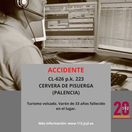 Gráfico elaborado por el 112 con datos del accidente mortal en Cervera de Pisuerga (Palencia)