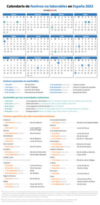 El nuevo año contará con 9 festivos nacionales comunes a toda España