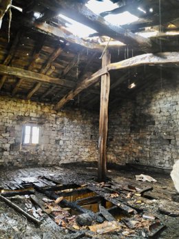 Incendio cabaña en Abionzo.