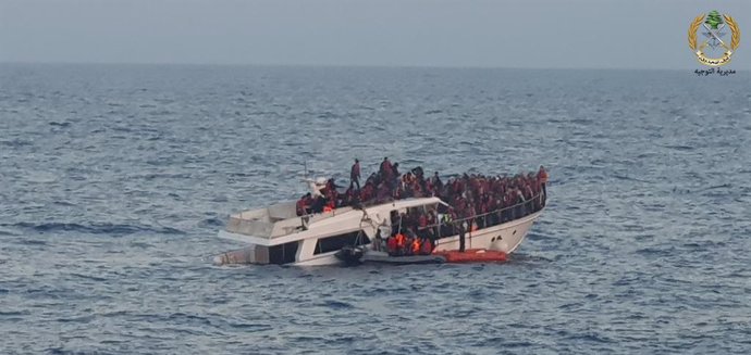 Migrantes rescatados por el Ejército Libanés en enero de 2023