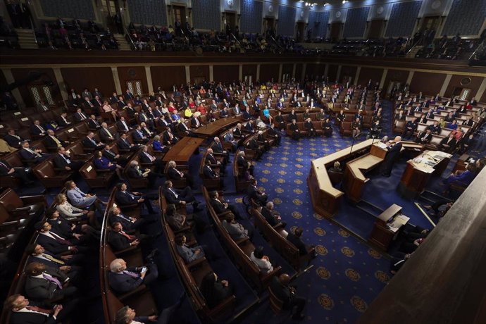 Sala de la Cámara de Representantes de Estados Unidos durante el discurso del Estado de la Unión de Joe Biden en 2021