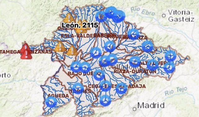 Mapa facilitado por la CHD sobre el estado de los ríos este lunes, 2 de enero