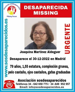 Buscan a una mujer de 79 años desaparecida el viernes en Madrid