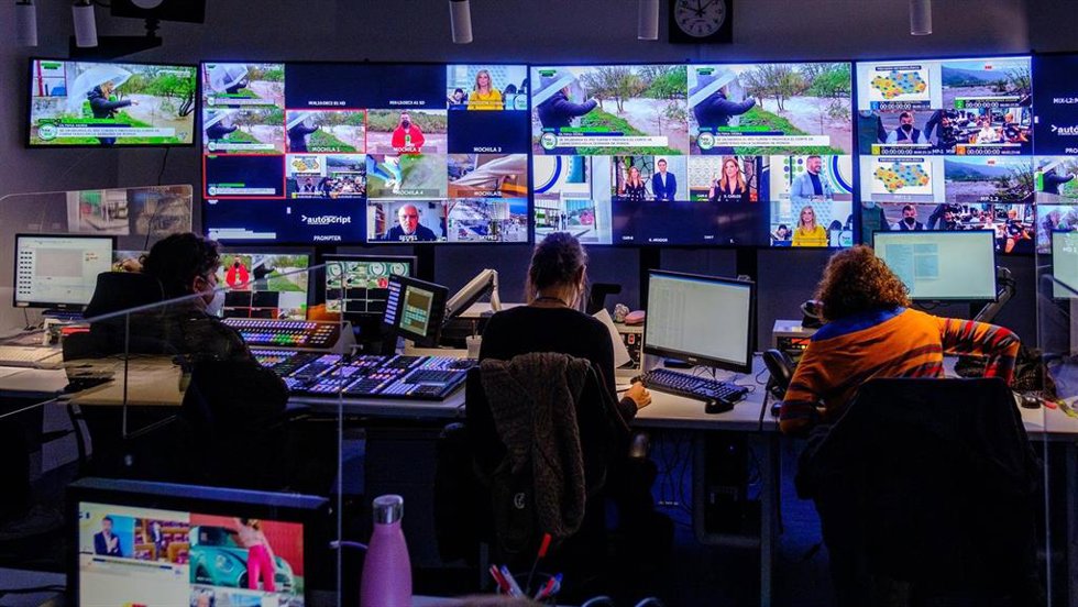 Estudio de control en Canal Sur Televisión.