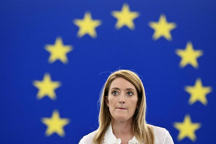 12 December 2022, France, Strassburg: President of the European Parliament Roberta Metsola delivers a speech at the opening session of the European Parliament. Metsola has called the alleged bribery of her representative Kaili an attack on European demo