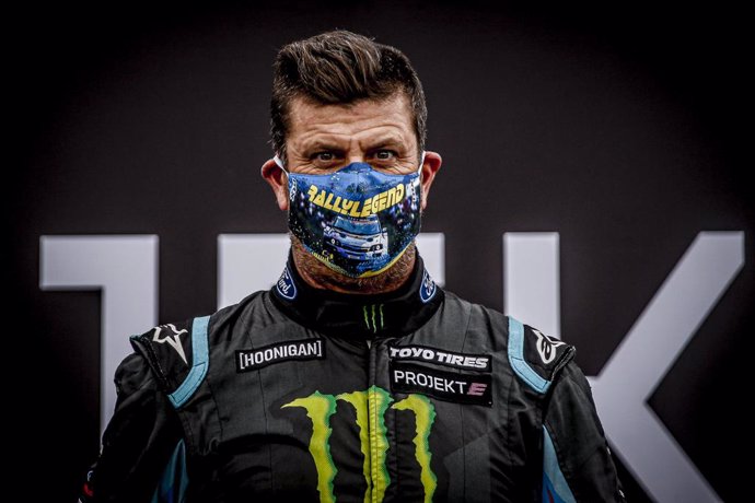 Archivo - Projekt E, BLOCK Ken (USA), Ford Fiesta, action podium ambiance during the Swecom World RX of Sweden, 2nd round of the 2020 FIA World Rallycross Championship, FIA WRX, on August 23, 2020 on the Holjes Motorstadion, in Holjes, Sweden - Photo Pa