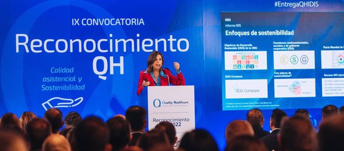 Archivo - La directora general de la Fundación IDIS, Marta Villanueva, el marco del IX Acto de Entrega del Reconocimiento QH (Quality Healthcare).