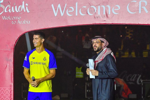 El delantero portugués Cristiano Ronaldo en su presentación como jugador del Al Nassr.