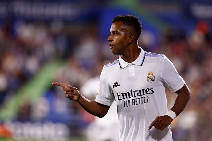 Archivo - Rodrygo Goes of Real Madrid celebrates a goal nullified by VAR during the spanish league, La Liga Santander, football match played between Getafe CF and Real Madrid at Coliseum Alfonso Perez stadium on October 08, 2022, in Getafe, Madrid, Spai