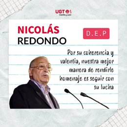 Cartel publicado por UGT en homenaje al fallecido Nicolás Redondo