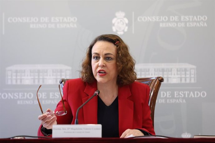 Archivo - La presidenta del Consejo de Estado, Magdalena Valerio, presenta en rueda de prensa la Memoria Anual 2021 del organismo, en Madrid (España).