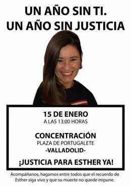 Cartel que convoca a los vecinos de Traspinedo en recuerdo por Esther López y para reclamar justicia.