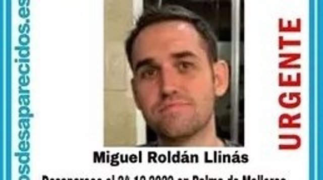 Imagen de la alerta de la desaparición de Miquel Roldán.