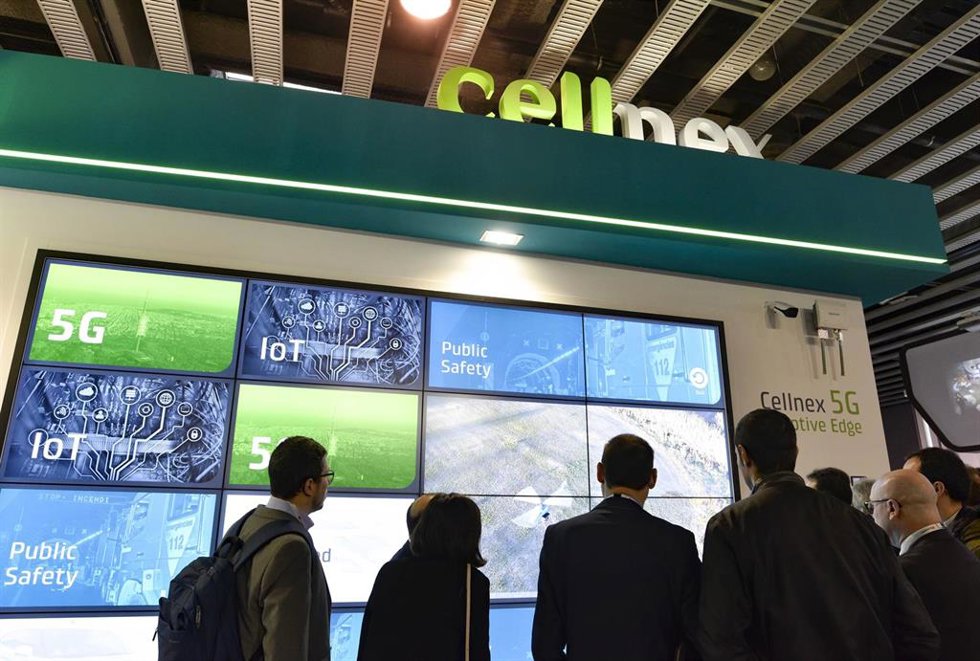 Archivo - Estand de Cellnex en el Mobile World Congress de 2019.