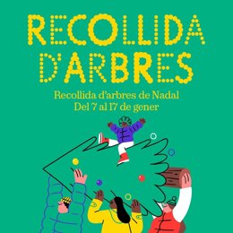 Cartel de la campaña de recogida de árboles de Navidad en Barcelona