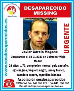 Buscan a un hombre de 29 desaparecido en Colmenar