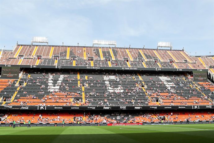 Archivo - General view during the Santander League match between Valencia CF and RC Celta de Vigo at the Mestalla Stadium on May 21, 2022, in Valencia, Spain.