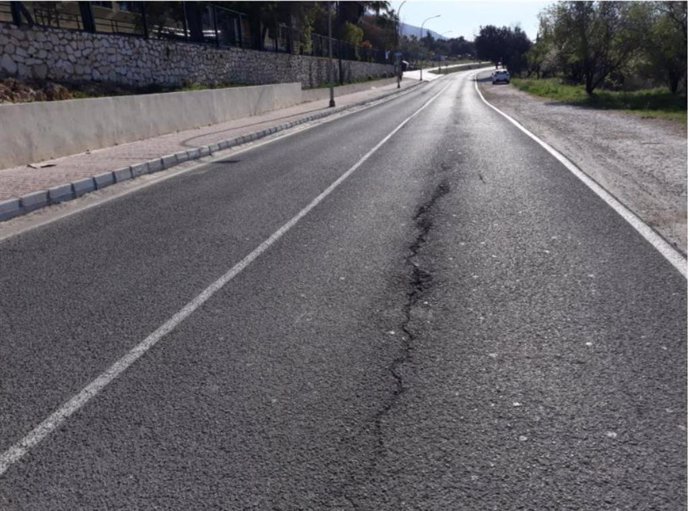 Desperfectos en las carreteras provinciales de Málaga