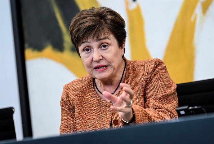 Archivo - 29 November 2022, Berlin: Managing Director of the International Monetary Fund (IMF) Kristalina Georgieva speaks at a press conference following a meeting with the heads of the five major international economic and financial organizations and 