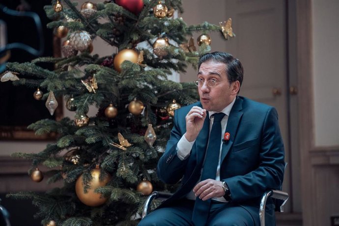 El ministro de Asuntos Exteriores, Unión Europea y Cooperación, José Manuel Albares, durante una entrevista para Europa Press en el Palacio de Viana, a 22 de diciembre de 2022, en Madrid (España). 