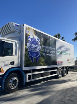 Imagen de uno de los camiones cien por cien eléctricos incorporados pro Mercadona