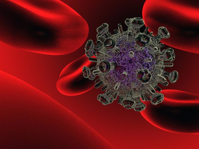 Recreación del virus de la inmunodeficiencia humana (VIH).