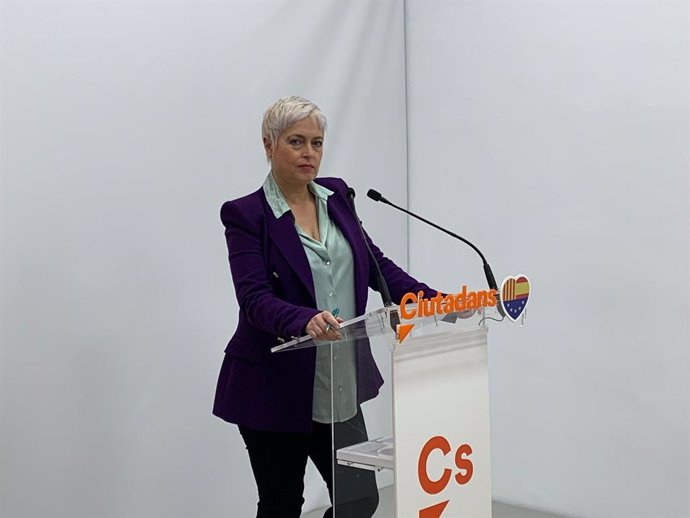 Anna Grau en rueda de prensa este lunes en la sede de Cs de Barcelona.