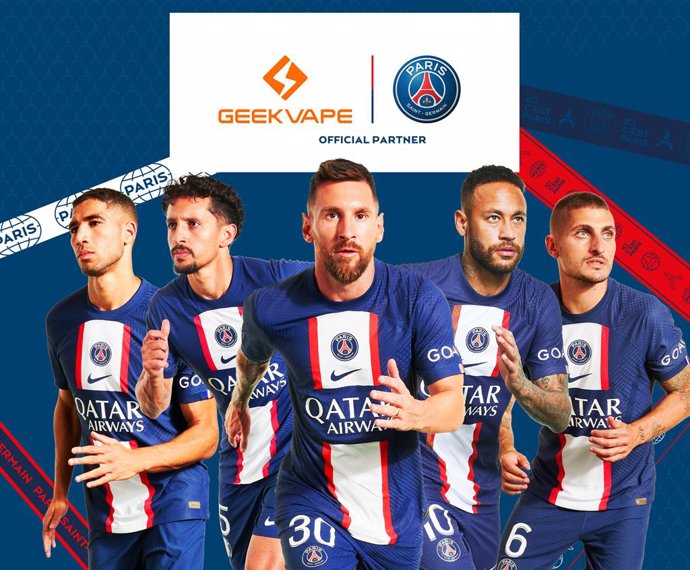 Paris Saint-Germain Announces Partnership with Leading Vaping Brand Geekvape In January 2023, Paris Saint-Germain announced its partnership with the world-renowned vape brand Geekvape, marking the second time the two parties have inked a sponsorship agr
