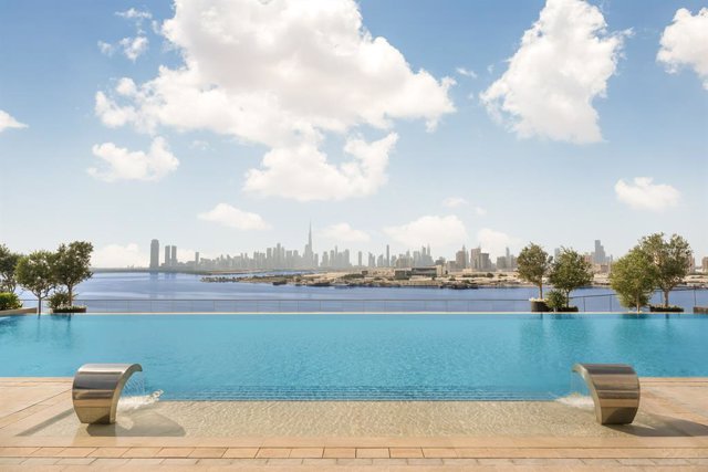Hotel pool view at Address Dubai Grand Creek Harbour