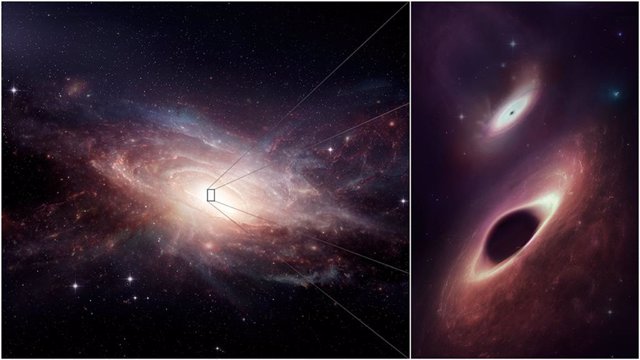 Científicos De ALMA Encuentran Un Par De Agujeros Negros Cenando Juntos En Una Fusión De Galaxias Cercanas