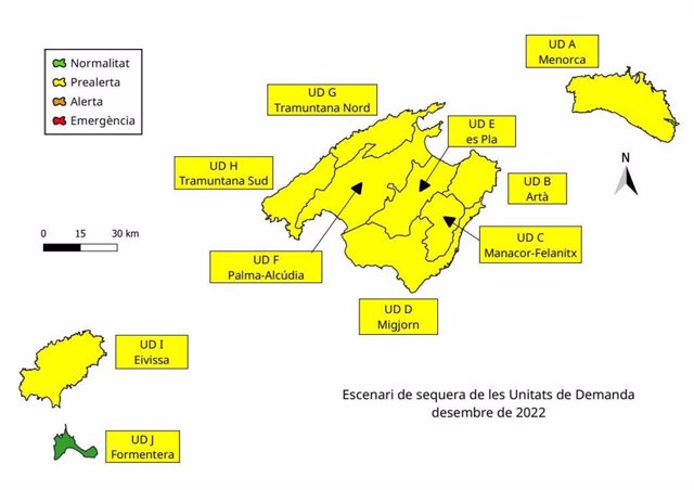 Las reservas hídricas de Baleares se incrementan hasta el 55%.
