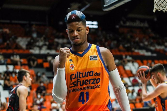 Archivo - Jasiel Rivero of Valencia Basket gestures during the match of the XXVII edition of the Ciutat de Valencia Trophy between Valencia Basket and CB Gran Canaria at the Fuente de San Luis "la Fonteta" pavilion. On September 7, 2021. Valencia, Spain