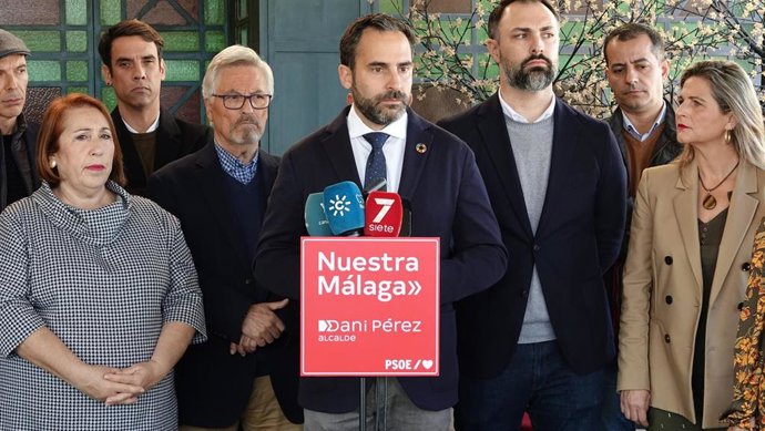 Daniel Pérez, portavoz del PSOE en el Ayuntamiento de Málaga, en rueda de prensa