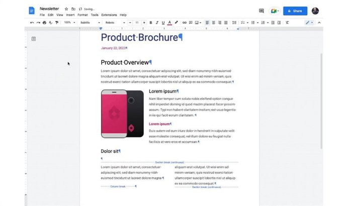 Vista de Google Docs