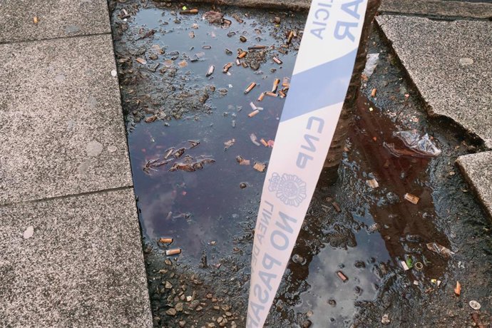 Zona acordonada donde encontraron a un joven de 31 años herido tras ser apuñalado durante una pelea, a 2 de enero de 2023, en Santiago de Compostela, A Coruña, Galicia (España).  El hombre murió el pasado día 5 a causa de las heridas.