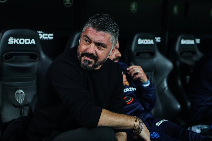 Gennaro Gattuso, head coach of Valecia, looks on during the spanish league, La Liga Santander, football match played between Valencia CF and Cadiz CF at Mestalla stadium on January 6, 2023, in Valencia, Spain.