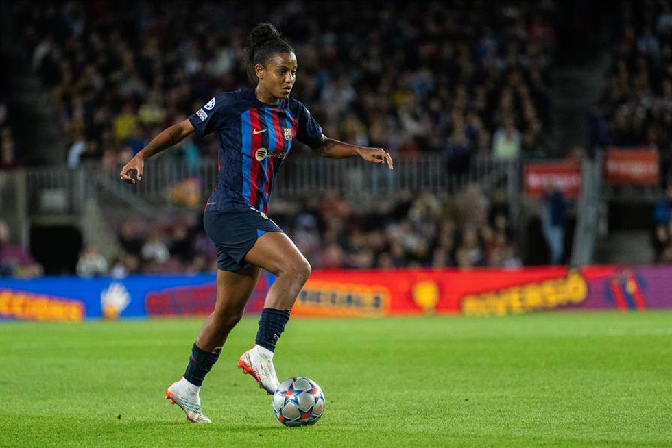 Archivo - La delantera brasileña Geyse Ferreira durante un partido con el FC Barcelona