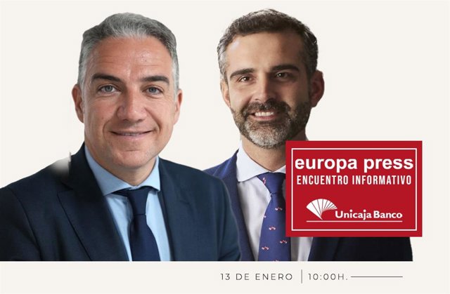 Cartel anunciador del desayuno informativo de Europa Press Andalucía con el consejero portavoz del Gobierno andaluz, Ramón Fernández Pacheco, presentado por el coordinador general del PP, Elías Bendodo, el viernes 13 de enero en Málaga