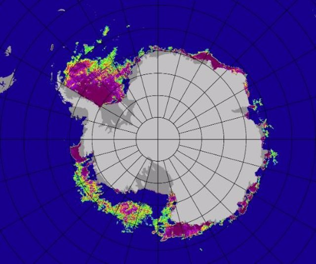 Este mapa del 3 de enero de 2023 muestra una gran polinia que ahora abarca el mar de Ross y gran parte del mar de Amundsen occidental, así como polinias que han aparecido en la bahía de Pine Island y el sureste del mar de Weddell.