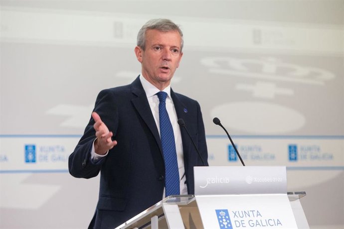 El presidente Alfonso Rueda en una comparecencia ante los medios. 