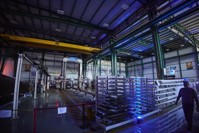 Detalle de la planta durante la presentación de Airbus Cádiz en el Puerto de Santa María.