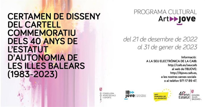 Cartel del certamen de diseño conmemorativo por los 40 años del Estatuto con la participación de los jóvenes