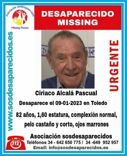 Ciriano Alcalá, desaparecido en Toledo