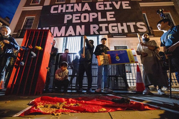 Archivo - Una protesta en Londres para pedir Derechos Humanos a las autoridades chinas