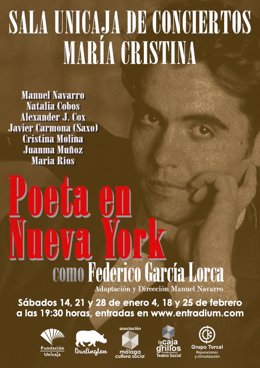 Cartel de la representación escénica que se estrena el sábado 14 de enero en la Sala de Conciertos 'María Cristina' de Fundación Unicaja en Málaga.